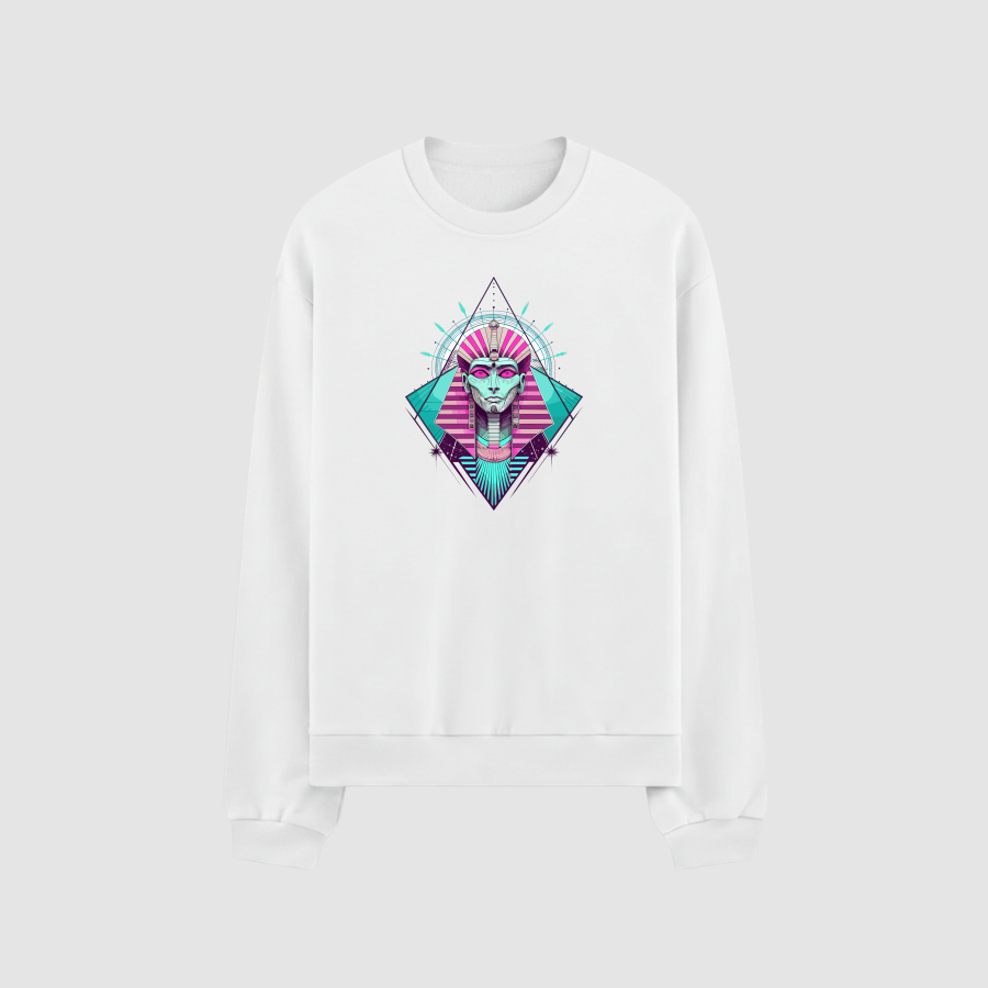 Sweatshirt Oversize Premium Kadın Beyaz