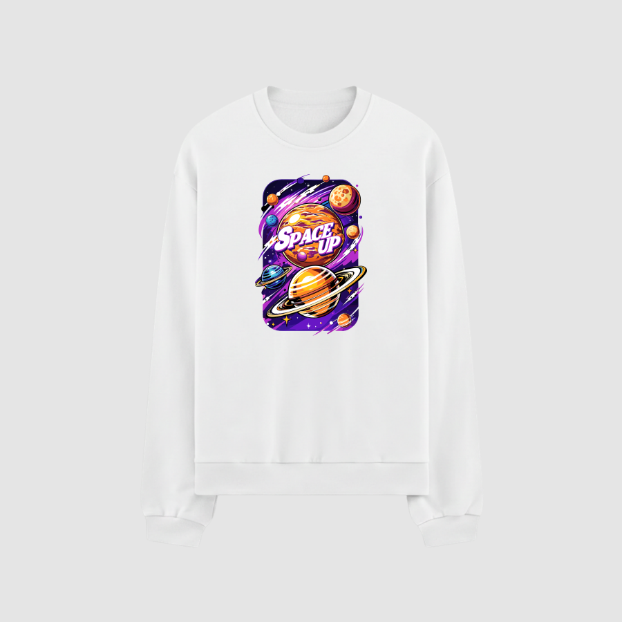 Sweatshirt Oversize Premium Kadın Beyaz